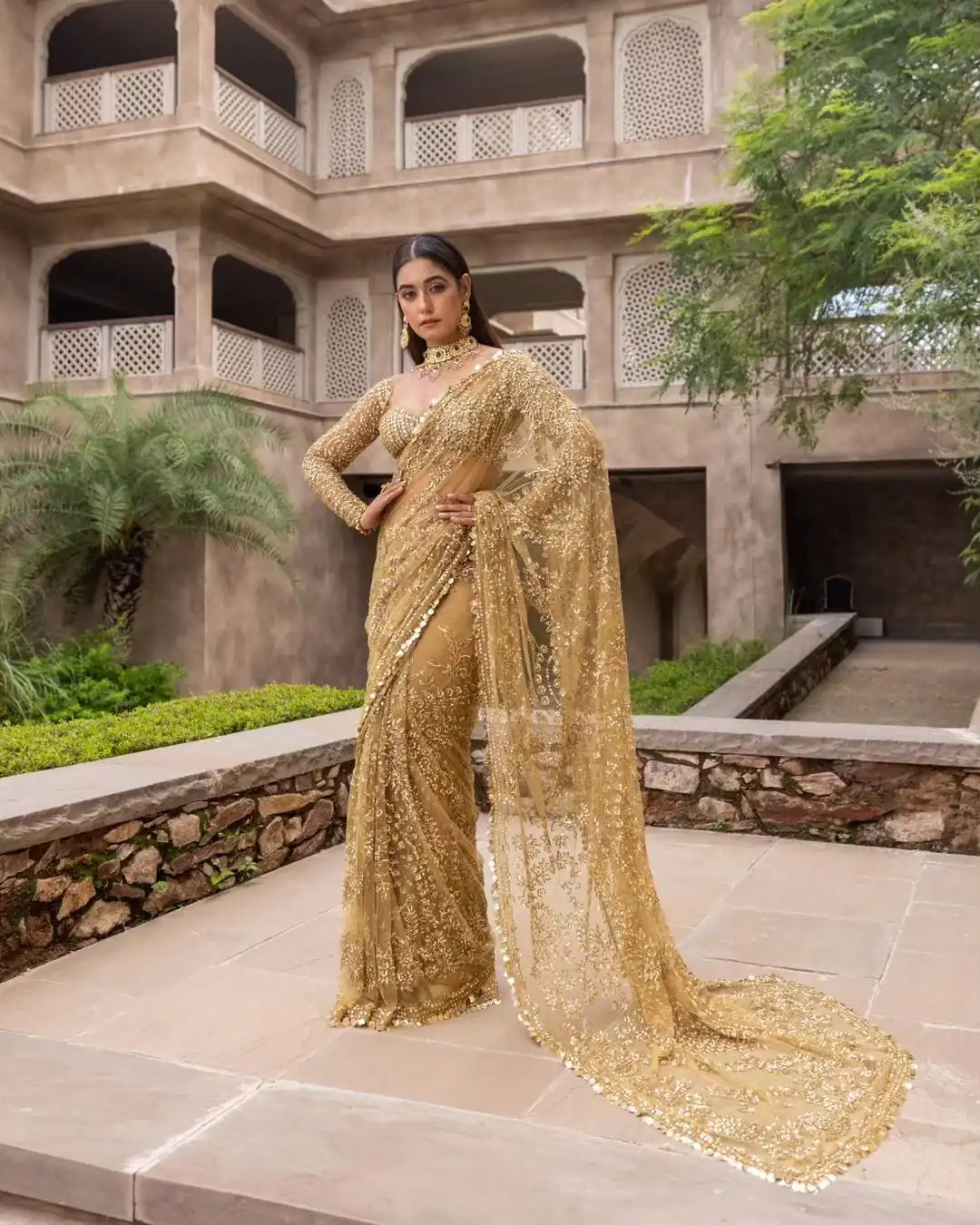 DF 3398 Golden Color Mono Butterfly Net Embroidery work Saree Casual, Wedding, Festive, Events Etc. Expected Delivery 4-6 Working Days @1799/- | Sarees, Bollywood Sarees, Creative Sarees, Designer Sarees, Embroidered Sarees, Ethnic Saree, Modern Digital sarees, Party Wear Sarees
