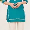 Blue Heavy Rayon Embroidery Kurti