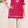 Red Heavy Rayon Embroidery Kurti