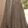 Grey Net Embroidery Mirror Work Anarkali Suit