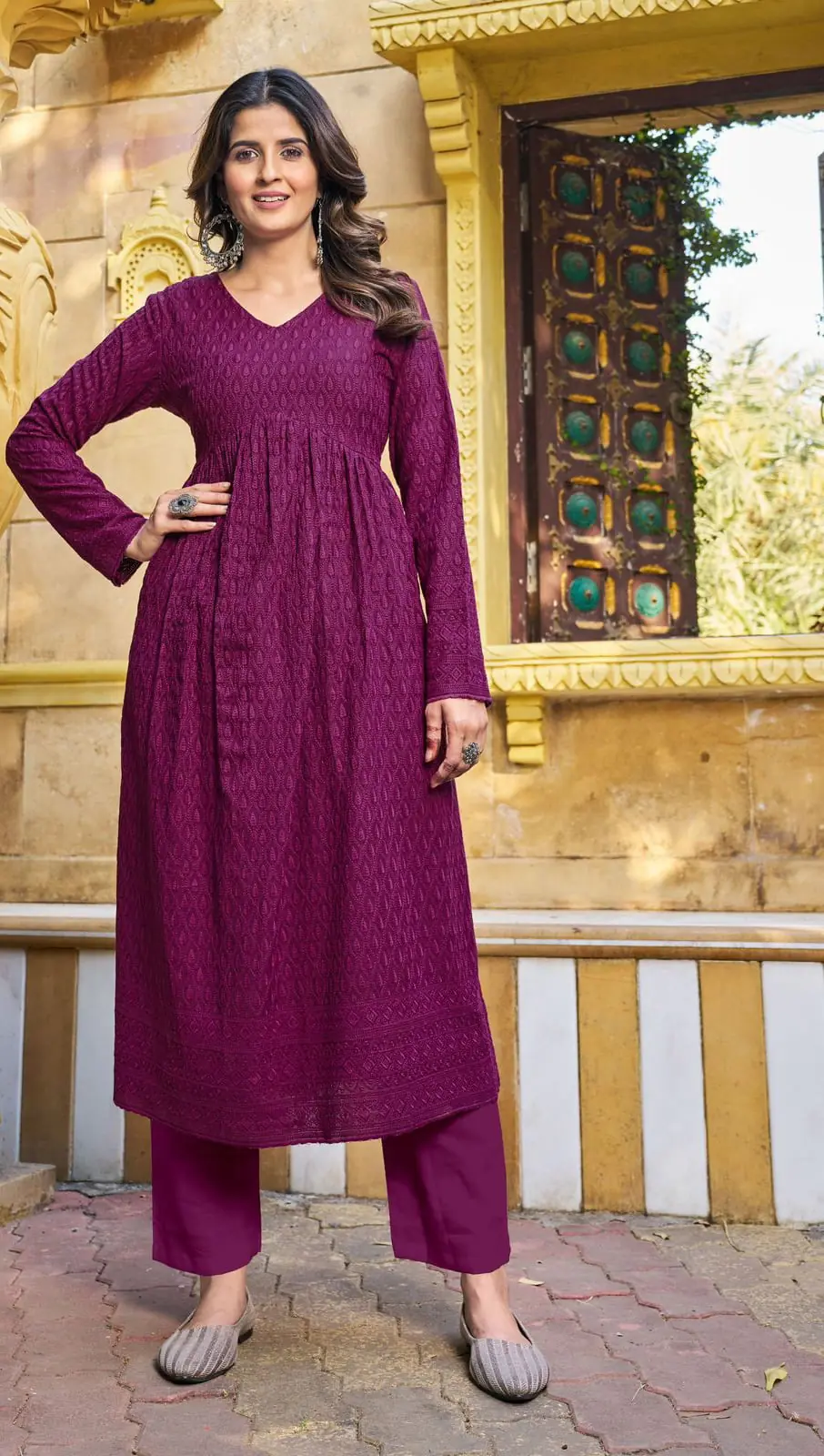 INLI Schiffli Maroon Color Heavy Rayon with Schiffli Work Kurti Casual, Wedding, Party, Festive, Events Etc. Expected Delivery 4-6 Working Days @1699/- | Kurti, Bollywood Kurti, Creative Kurtis, Designer Kurti, Party Wear Kurti, Selfie Kurti