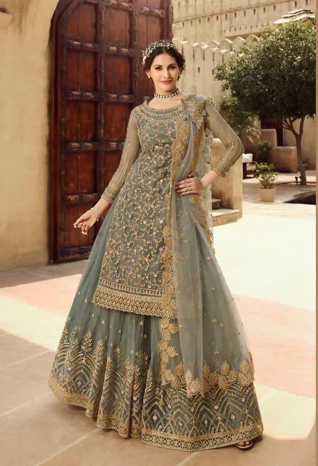 S 15030 Grey Color Georgette Soft Net Sequence Embroidery Work Lehenga Choli Wedding, Party, Events Etc. Expected Delivery 4-6 Working Days @2299/- | Lehenga, Bollywood Lehenga, Creative Lehenga, Designer Lehenga, Embroidered Lehenga, Party Wear Lehenga