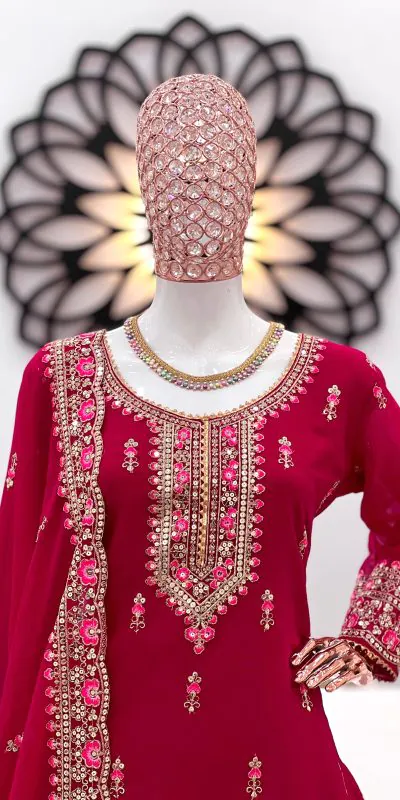 ZF 367 Maroon Color Faux Georgette thread Sequence Work Sharara Suit Casual, Wedding, Party, Festive, Events Etc. Expected Delivery 4-6 Working Days @2399/- | Jump Suits, Salwar suit, Casual Suits, Creative suits, Designer Suits, Palazzo Suits, Party Wear Suits, Patiala Suits, Straight Suits