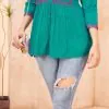 Peacock Green Heavy Rayon Embroidery Kurti