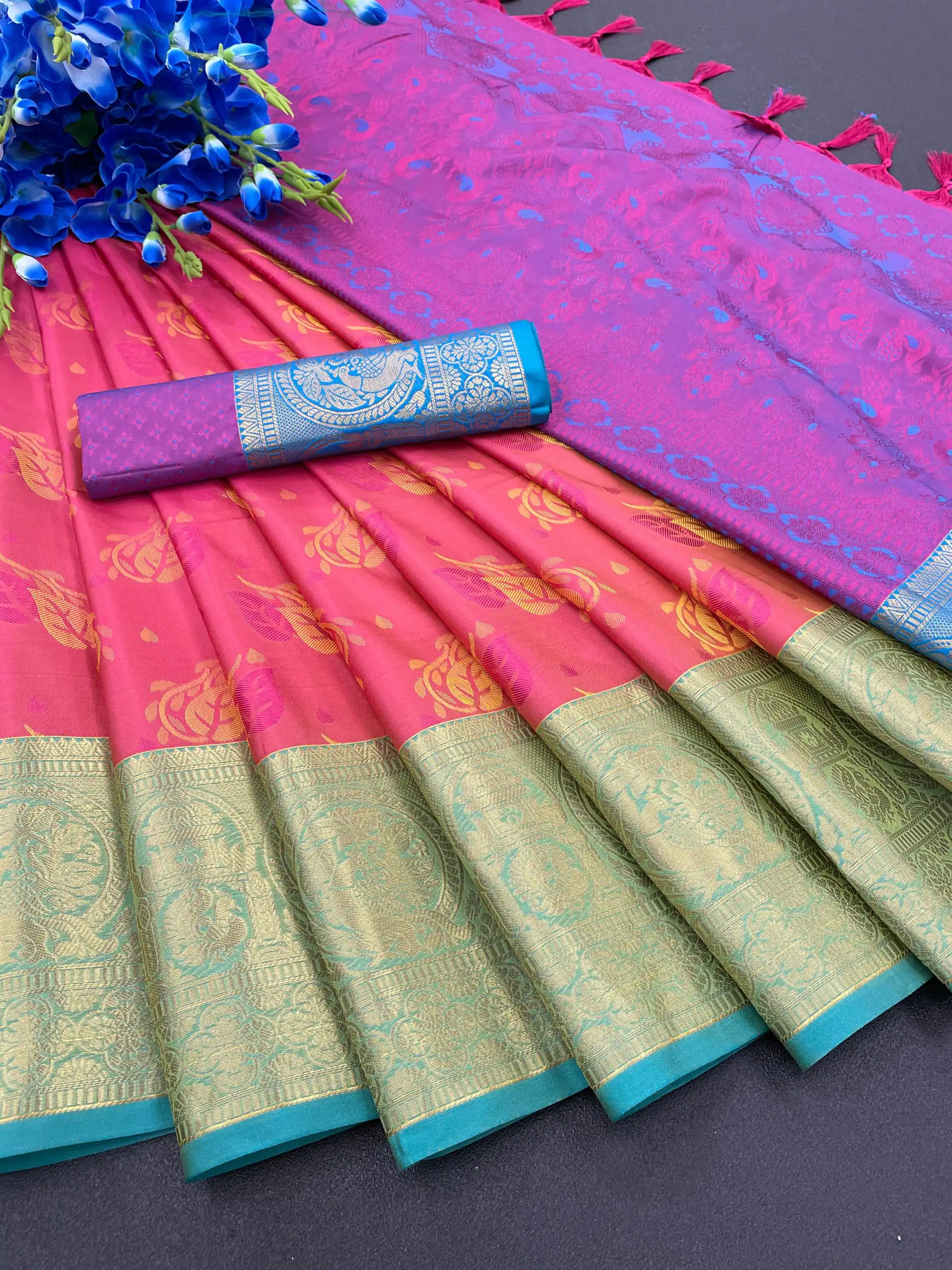 MB™️  3195 Pink Color Soft Kanjivaram Jacquard Weaving Saree Casual, Party Wear, Wedding, Events Etc. Expected Delivery 4-6 Working Days @1699/- | Sarees, Bollywood Sarees, Creative Sarees, Designer Sarees, Embroidered Sarees, Ethnic Saree, Modern Digital sarees, Party Wear Sarees