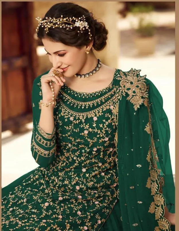 S 15030 Green Color Georgette Soft Net Sequence Embroidery Work Lehenga Choli Wedding, Party, Events Etc. Expected Delivery 4-6 Working Days 2299/- | Lehenga, Bollywood Lehenga, Creative Lehenga, Designer Lehenga, Embroidered Lehenga, Party Wear Lehenga