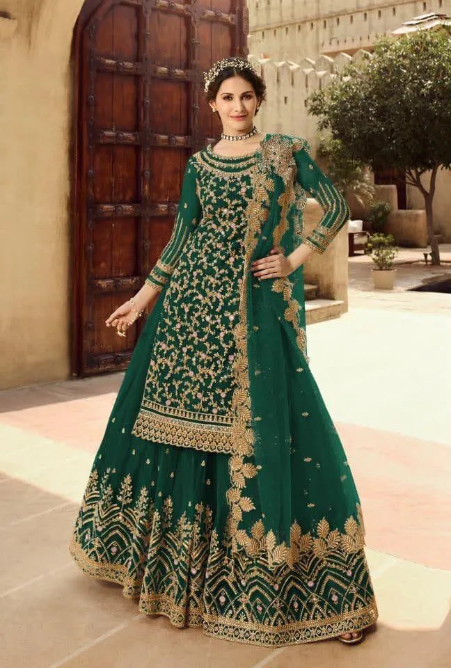 S 15030 Green Color Georgette Soft Net Sequence Embroidery Work Lehenga Choli Wedding, Party, Events Etc. Expected Delivery 4-6 Working Days 2299/- | Lehenga, Bollywood Lehenga, Creative Lehenga, Designer Lehenga, Embroidered Lehenga, Party Wear Lehenga