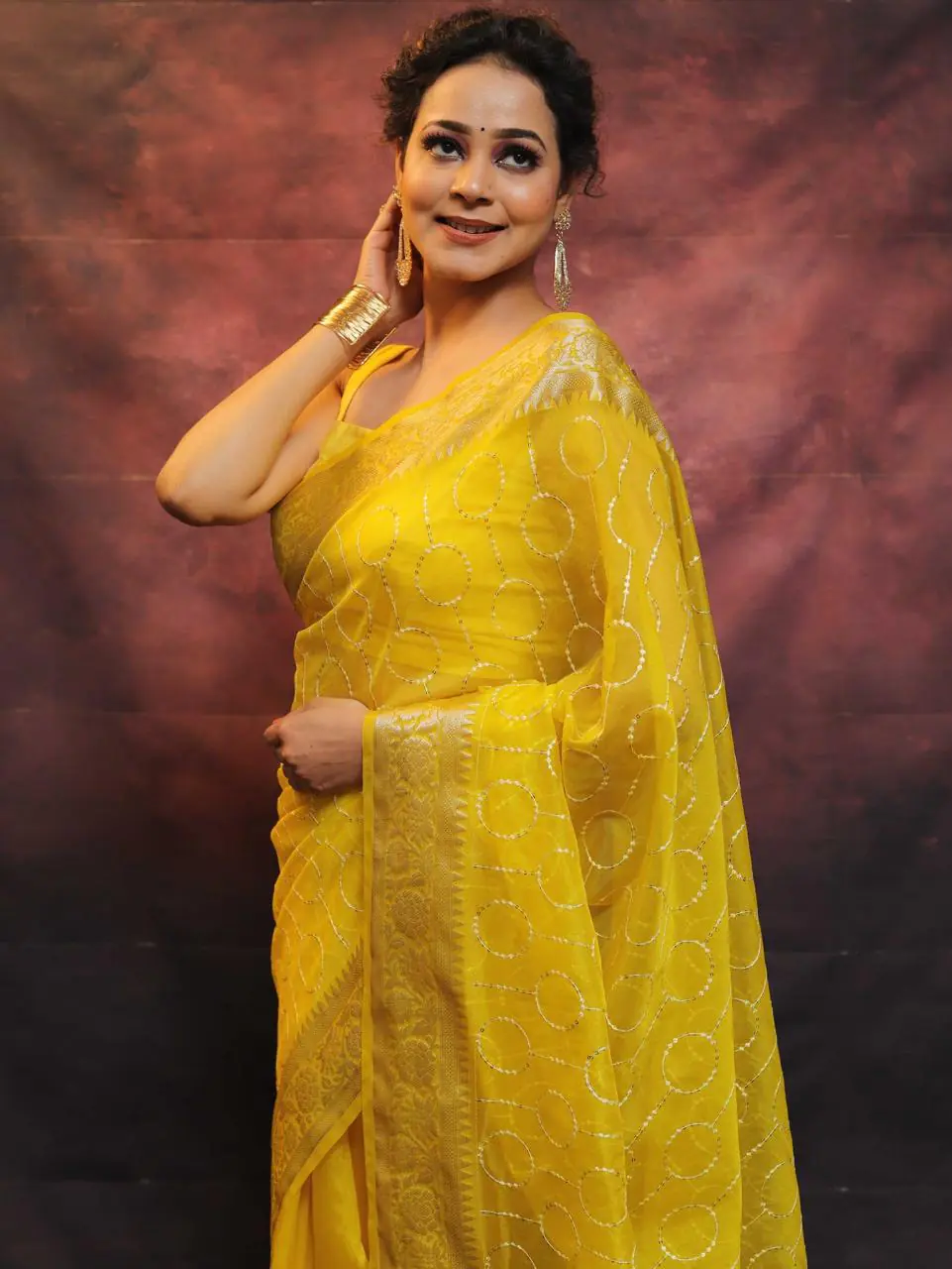 MS 438 Yellow Color Nylon Organza Jacquard Multi Embroidered Saree Casual, Party Wear, Wedding, Events, Etc. Expected Delivery 4-6 Working Days 1599/- | Sarees, Bollywood Sarees, Creative Sarees, Designer Sarees, Embroidered Sarees, Ethnic Saree, Modern Digital sarees, Party Wear Sarees