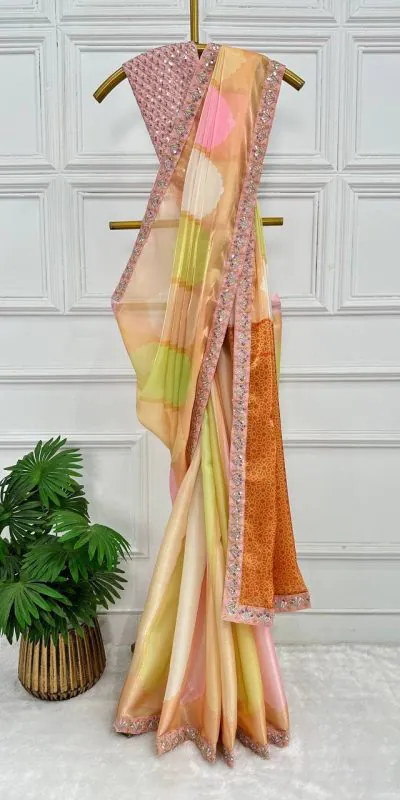 Cute Malty Color Jimmichu Digital Printed Embroidery Saree