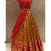 Orange Silk Jacquard Zari Work Lehenga Choli