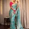 Blue Soft Silk Cloth Pallu All Over Saree