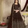 Coffee Georgette Multi Thread Zari Stich Anarkali Suit