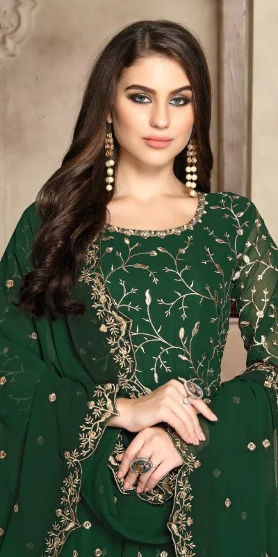 FC 94007 Stone Green Color Georgette Multi Thread Zari Stich Anarkali Suit Wedding, Party, Festive events, etc. Expected Delivery 4-6 Working Days @2149/- | Anarkali Suits, Bollywood Anarkali, Creative-Anarkali, Designer Anarkali, Embroidered Anarkali, Party Wear Anarkali