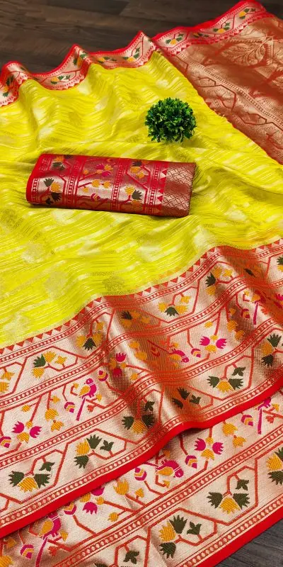 MB™️ 3263 Yellow Color Pure Lichi Silk Gold Zari Weaving Saree Casual, Wedding, Party, Festival, Events, Etc. Expected Delivery 4-6 Working Days @1599/- | Sarees, Bollywood Sarees, Creative Sarees, Designer Sarees, Embroidered Sarees, Ethnic Saree, Modern Digital sarees, Party Wear Sarees