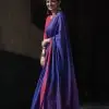 Royal Blue Soft Lilan Slab Pallu Saree