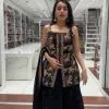 Black Foix Georgette Rivet Moti Lehenga Choli