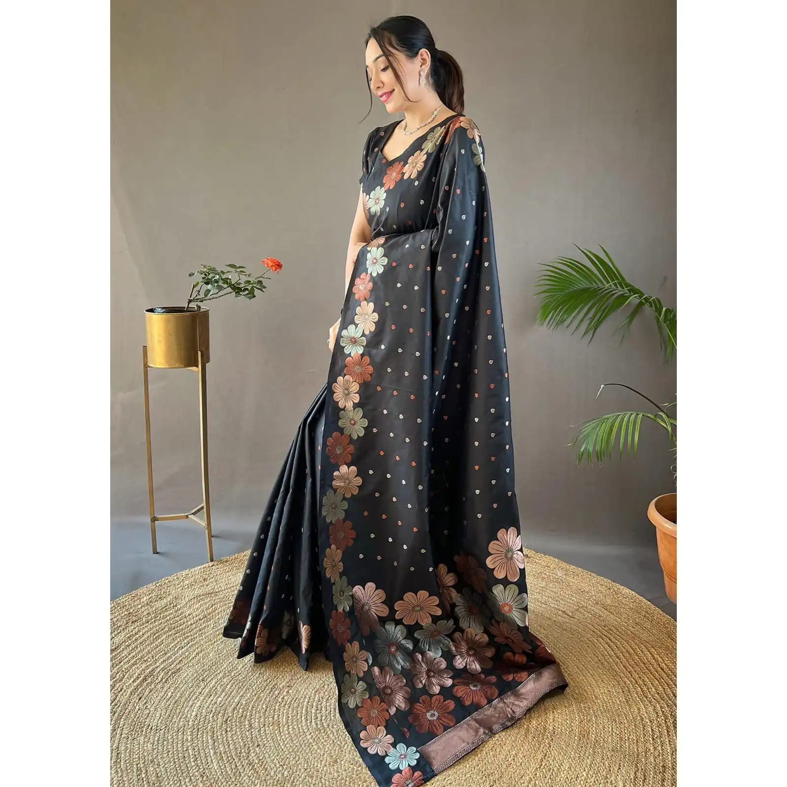 DDF 127 Black Color Soft Lichi Silk Ordinary Design Rich Pallu Saree Casual, Party Wear, Events, Festivals Etc. Expected Delivery 4-6 Working Days 1499/- | Sarees, Bollywood Sarees, Creative Sarees, Designer Sarees, Embroidered Sarees, Ethnic Saree, Modern Digital sarees, Party Wear Sarees