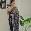 Black Soft Organza Zari Sequence Saree