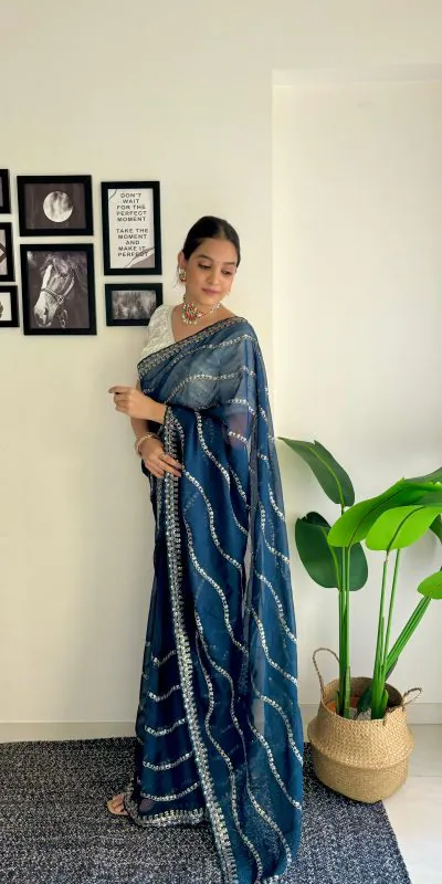 AC BROWNIE Blue Color Soft Organza Zari With Sequence Saree Blouse :Heavy Velvet   Casual, Wedding, Festive, Events Expected Delivery 4-6 Working Days @1999 | Sarees, Bollywood Sarees, Creative Sarees, Designer Sarees, Embroidered Sarees, Ethnic Saree, Modern Digital sarees, Party Wear Sarees