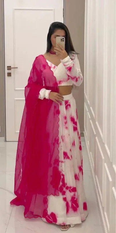 RC 232 Off White Color Heavy Georgette Print Embroidery Sequins Lehenga Choli Casual, Party Wedding, Festive, Events Etc. Delivery 4-6 Working Days 1899 /- | Lehenga, Bollywood Lehenga, Creative Lehenga, Designer Lehenga, Embroidered Lehenga, Party Wear Lehenga
