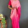 Pink Chinon Chiffon Dimond Saree