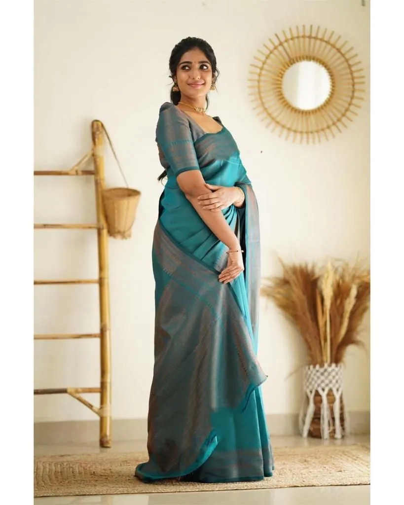 KP 4068 Peacock Blue Color Soft Lichi Silk Cloth Rich Pallu All Over Saree Events Casual, Wedding, Festive, Events Expected Delivery 4-6 Working Days @1349/ | Sarees, Bollywood Sarees, Creative Sarees, Designer Sarees, Embroidered Sarees, Ethnic Saree, Modern Digital sarees, Party Wear Sarees