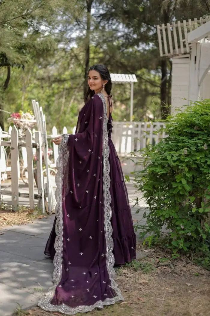 DC G38 Purple Color Garget With Full Sleeves Fancy lace Gown Casual, Wedding, Party, Festive, Events Etc. Expected Delivery 4-6 Working Days @1999/- | Gowns, Bollywood Gowns, Creative Gowns, Designer Gowns, Embroidered Gowns, Party Wear Gowns