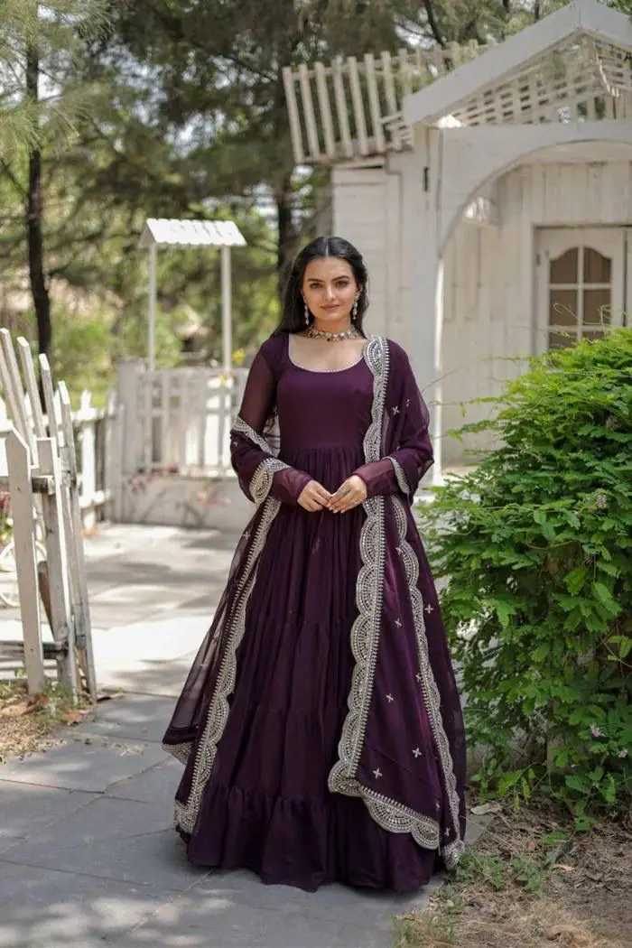 DC G38 Purple Color Garget With Full Sleeves Fancy lace Gown Casual, Wedding, Party, Festive, Events Etc. Expected Delivery 4-6 Working Days @1999/- | Gowns, Bollywood Gowns, Creative Gowns, Designer Gowns, Embroidered Gowns, Party Wear Gowns