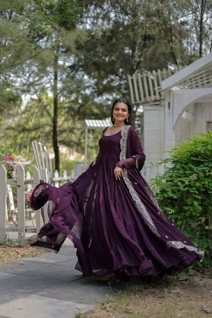 DC G38 Purple Color Garget With Full Sleeves Fancy lace Gown Casual, Wedding, Party, Festive, Events Etc. Expected Delivery 4-6 Working Days @1999/- | Gowns, Bollywood Gowns, Creative Gowns, Designer Gowns, Embroidered Gowns, Party Wear Gowns