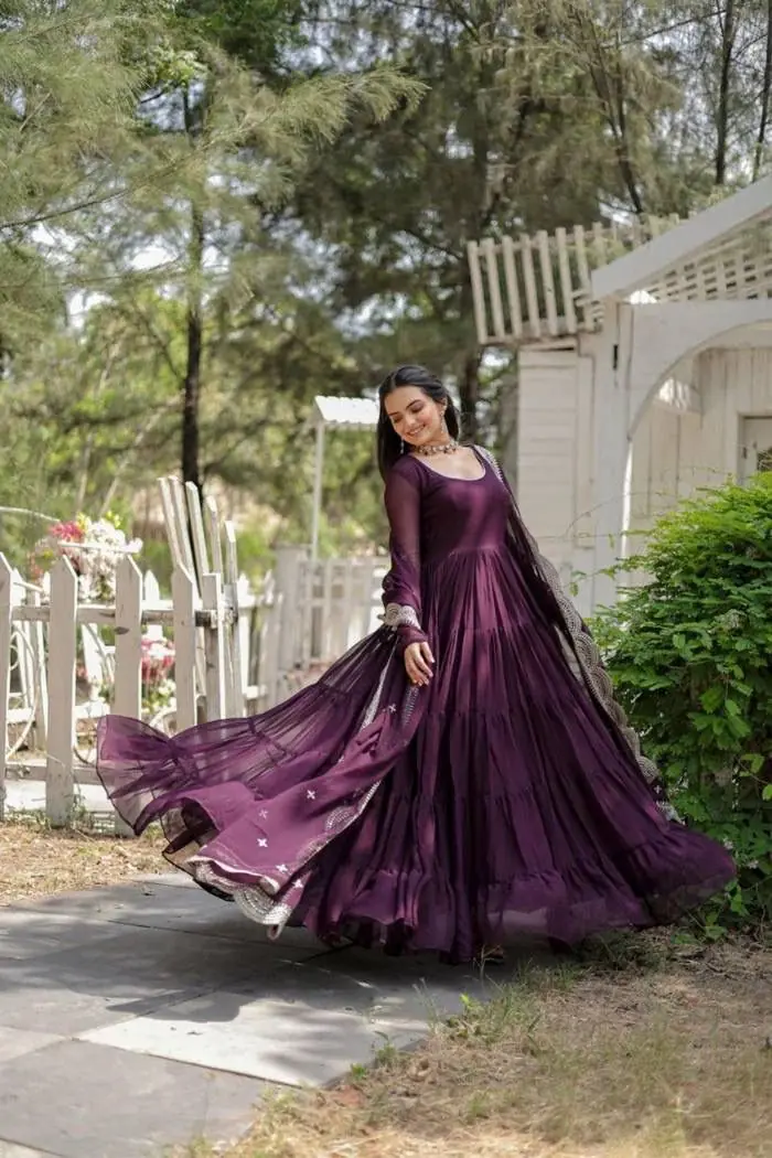 DC G38 Purple Color Garget With Full Sleeves Fancy lace Gown Casual, Wedding, Party, Festive, Events Etc. Expected Delivery 4-6 Working Days @1999/- | Gowns, Bollywood Gowns, Creative Gowns, Designer Gowns, Embroidered Gowns, Party Wear Gowns