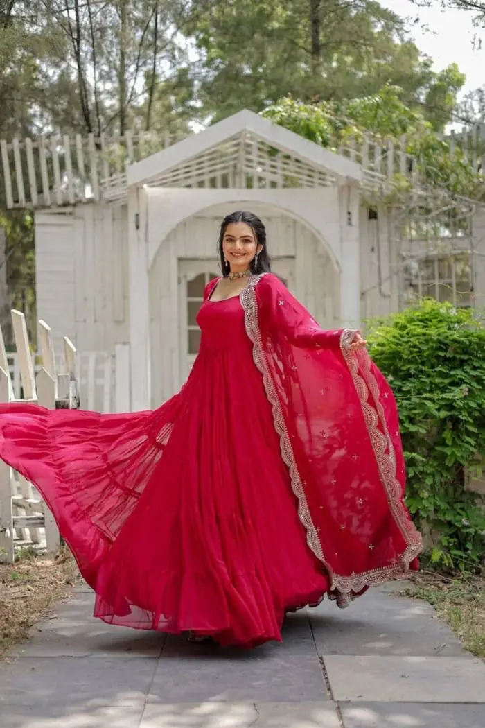 DC G38 Red Color Garget With Full Sleeves Fancy lace Gown Casual, Wedding, Party, Festive, Events Etc. Expected Delivery 4-6 Working Days @1999/- | Gowns, Bollywood Gowns, Creative Gowns, Designer Gowns, Embroidered Gowns, Party Wear Gowns