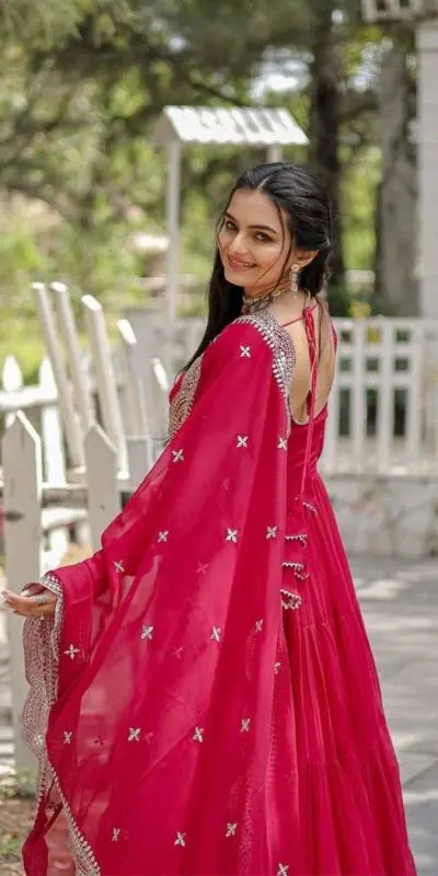 DC G38 Red Color Garget With Full Sleeves Fancy lace Gown Casual, Wedding, Party, Festive, Events Etc. Expected Delivery 4-6 Working Days @1999/- | Gowns, Bollywood Gowns, Creative Gowns, Designer Gowns, Embroidered Gowns, Party Wear Gowns