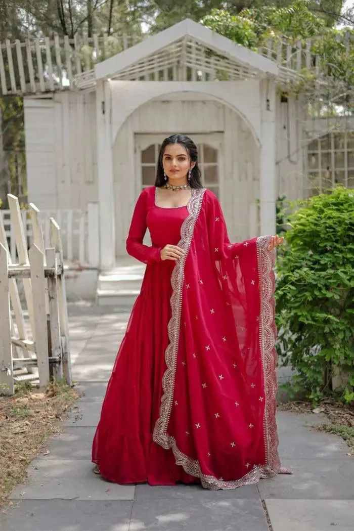 DC G38 Red Color Garget With Full Sleeves Fancy lace Gown Casual, Wedding, Party, Festive, Events Etc. Expected Delivery 4-6 Working Days @1999/- | Gowns, Bollywood Gowns, Creative Gowns, Designer Gowns, Embroidered Gowns, Party Wear Gowns