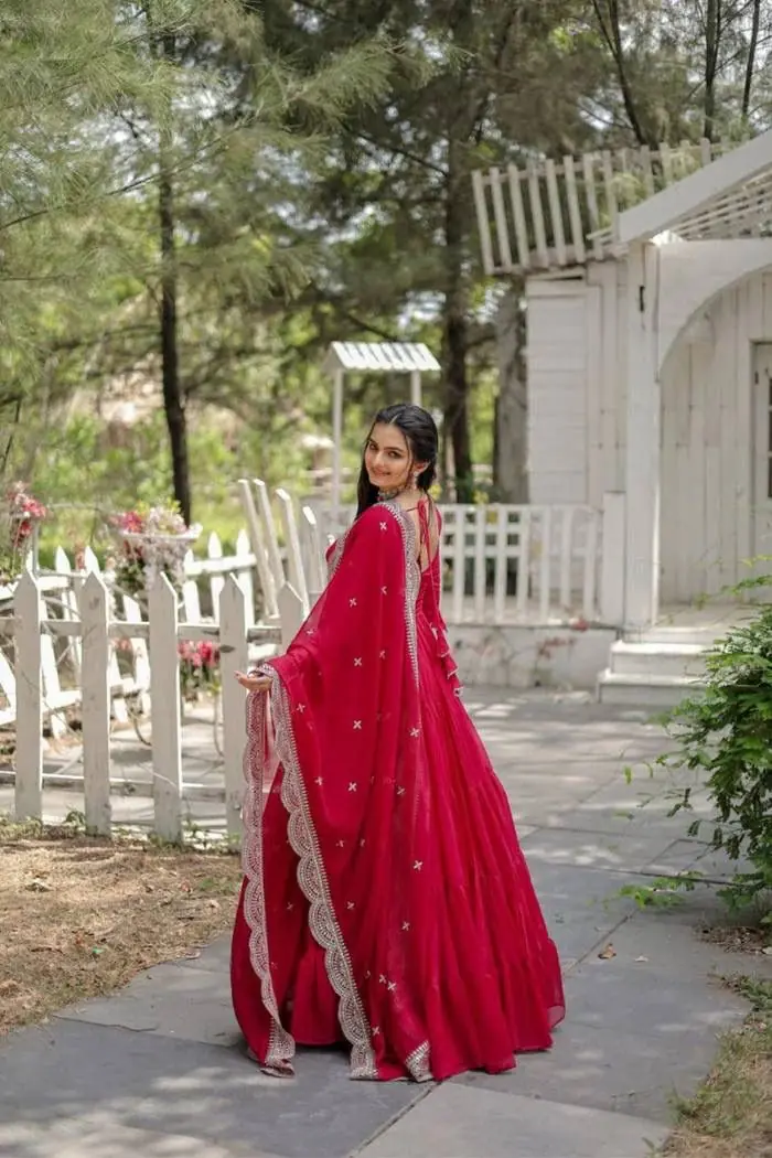 DC G38 Red Color Garget With Full Sleeves Fancy lace Gown Casual, Wedding, Party, Festive, Events Etc. Expected Delivery 4-6 Working Days @1999/- | Gowns, Bollywood Gowns, Creative Gowns, Designer Gowns, Embroidered Gowns, Party Wear Gowns