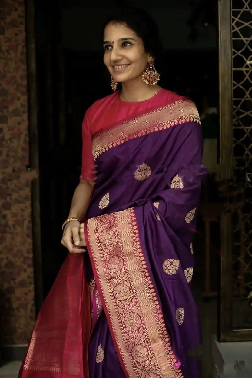 KP 2074 Purple Color Soft Lichi Silk Cloth Rich Pallu Work Saree Casual, Party Wear, Wedding, Events Etc. Expected Delivery 4-6 Working Days @ 1449/- | Sarees, Bollywood Sarees, Creative Sarees, Designer Sarees, Embroidered Sarees, Ethnic Saree, Modern Digital sarees, Party Wear Sarees