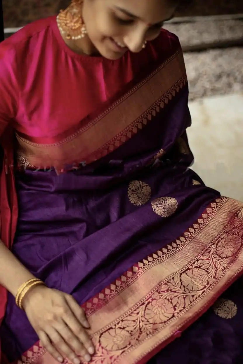 KP 2074 Purple Color Soft Lichi Silk Cloth Rich Pallu Work Saree Casual, Party Wear, Wedding, Events Etc. Expected Delivery 4-6 Working Days @ 1449/- | Sarees, Bollywood Sarees, Creative Sarees, Designer Sarees, Embroidered Sarees, Ethnic Saree, Modern Digital sarees, Party Wear Sarees