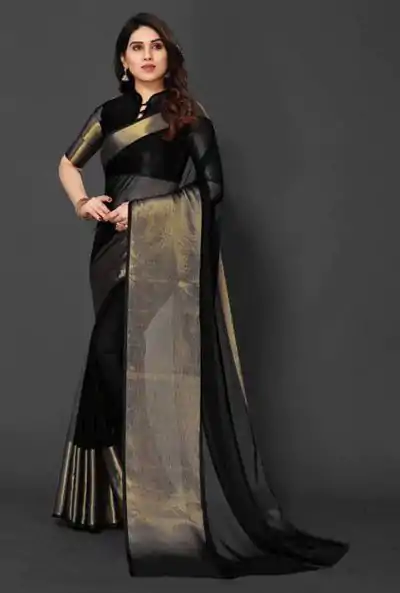 DDF 113 Black Color Chiffon Running Chiffon Blouse Work Saree Casual, Party Wear, Events, Festivals Etc. Expected Delivery 4-6 Working Days 1199/- | Sarees, Bollywood Sarees, Creative Sarees, Designer Sarees, Embroidered Sarees, Ethnic Saree, Modern Digital sarees, Party Wear Sarees