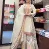 ZF 377 White Color Chinnon Silk Embroidery Sequence Salwar Suit Casual, Wedding, Party, Events Etc. Expected Delivery 4-6 Working Days 2499/- | Jump Suits, Salwar suit, Casual Suits, Creative suits, Designer Suits, Palazzo Suits, Party Wear Suits, Patiala Suits, Straight Suits