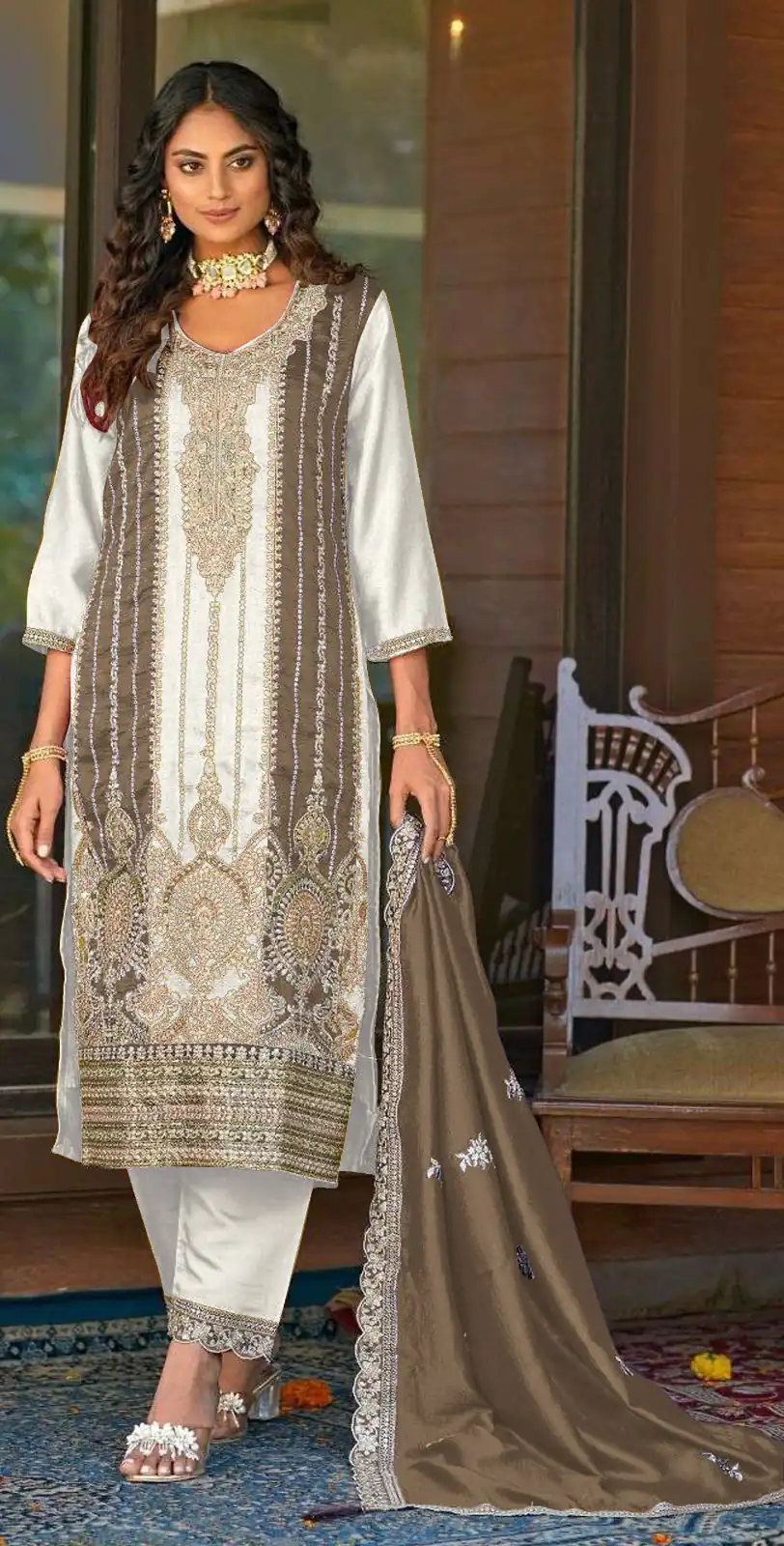 FC MARIA 1083 White Color Vichitra Embroidery Codding Sequence Salwar Suit Wedding, Party, Festive events, etc. Expected Delivery 4-6 Working Days @2099/- | Jump Suits, Salwar suit, Casual Suits, Creative suits, Designer Suits, Palazzo Suits, Party Wear Suits, Patiala Suits, Straight Suits
