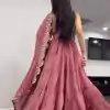 Peach Chinon Embroidery Sequence Anarkali Suit