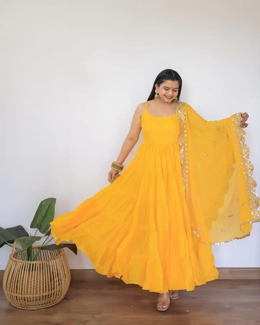 SSR 391 Yellow Color Chinon Silk Embroidery Sequence Anarkali Suit Wedding, Party, Festive, Events Expected Delivery 4-6 Working Days @ 1849/- Only | Anarkali Suits, Bollywood Anarkali, Creative-Anarkali, Designer Anarkali, Embroidered Anarkali, Party Wear Anarkali, Straight Suits