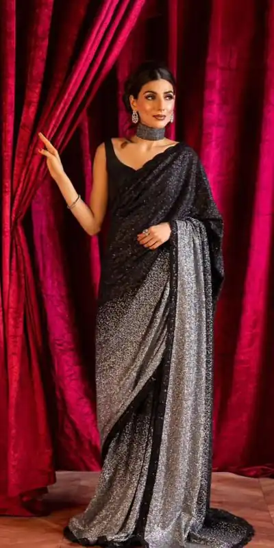 DF 3406 Black Color Georgette Sequins Embroidery Work Saree Casual, Party Wear, Wedding, Events Etc Delivery Expected.4-6 Working Days 1799/- | Sarees, Bollywood Sarees, Creative Sarees, Designer Sarees, Embroidered Sarees, Ethnic Saree, Modern Digital sarees, Party Wear Sarees