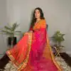 Orange Chiffon Material Double Shaded Saree