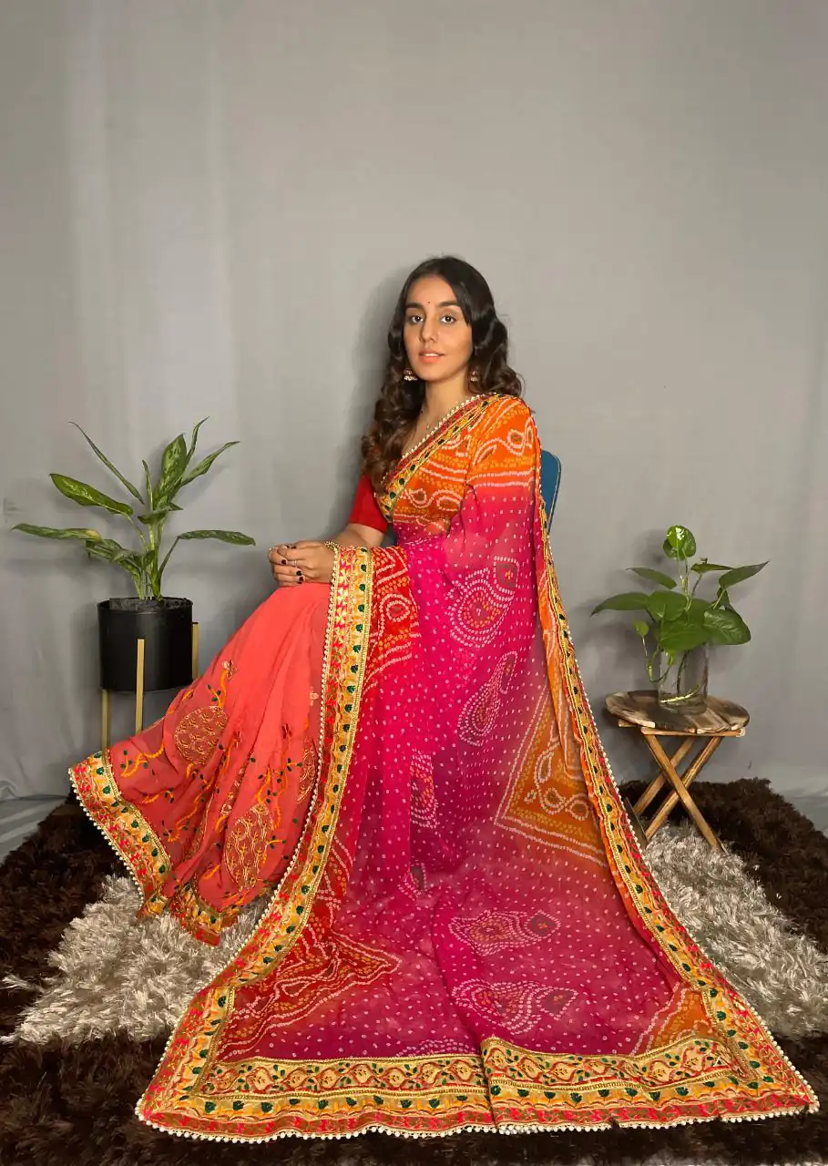 RANGILA Kavya Orange Color Chiffon Material Double Shaded Saree Casual, Party Wear, Wedding, Events, Etc. Expected Delivery 4-6 Working Days 1799/- | Sarees, Bollywood Sarees, Creative Sarees, Designer Sarees, Embroidered Sarees, Ethnic Saree, Modern Digital sarees, Party Wear Sarees
