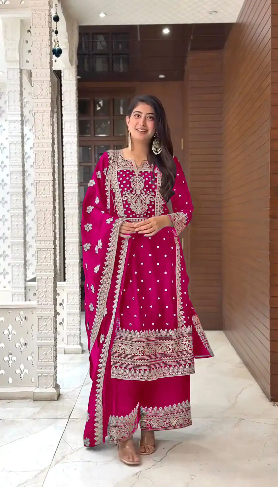 SRK 5156 Pink Color Pure Chinnon Silk Embroidery Sequence Salwar Suit Wedding, Party, Festive, Events Expected Delivery 4-6 Working Days @ 2149/- | Jump Suits, Salwar suit, Casual Suits, Creative suits, Designer Suits, Palazzo Suits, Party Wear Suits, Patiala Suits, Straight Suits