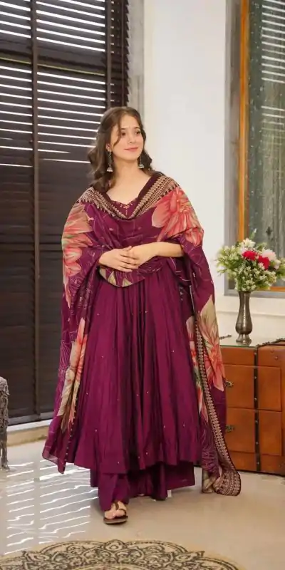SRK 5170 Purple Color Pure Chinnon Silk Embroidery Sequence Salwar Suit Wedding, Party, Festive, Events Expected Delivery 4-6 Working Days @ 1949/- | Jump Suits, Salwar suit, Casual Suits, Creative suits, Designer Suits, Palazzo Suits, Party Wear Suits, Patiala Suits, Straight Suits