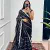 Black Embroidery Zari Saree