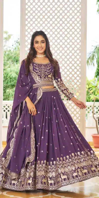 Ram 020 Purple Color Georgette Sequence Embroidery Lehenga Choli Casual, Wedding, Festive, Events Expected Delivery 4-6 Working Days @3049/- | Lehenga, Bollywood Lehenga, Creative Lehenga, Designer Lehenga, Embroidered Lehenga, Party Wear Lehenga