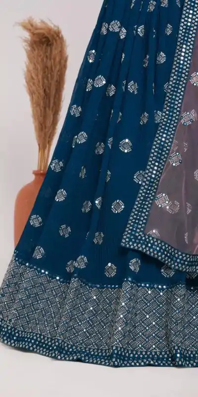 Felicity Blue Color Georgette Embroidery Sequins Lehenga Choli