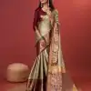 Golden Cotton Jacquard Silk Saree